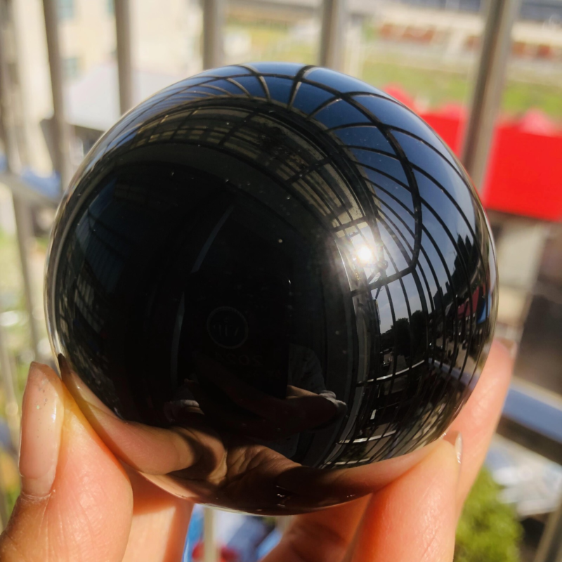 425G Natural obsidian crystal energy ball  D659