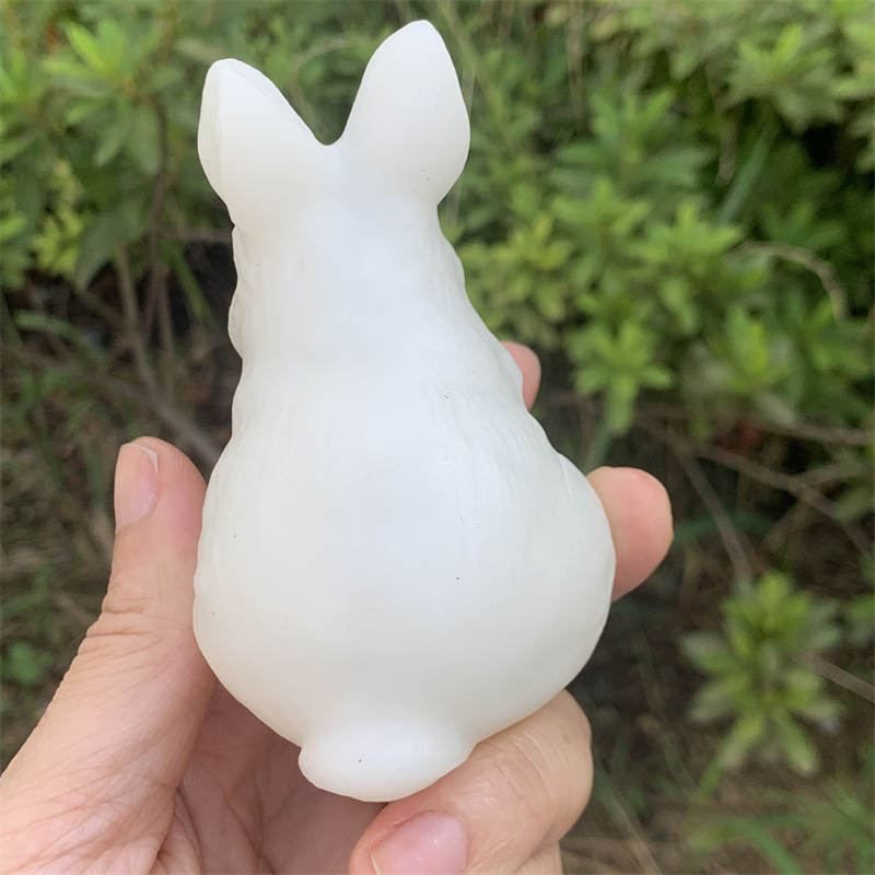 1pc Natural white jade rabbit hand carved Quartz Crystal skull Reiki Healing