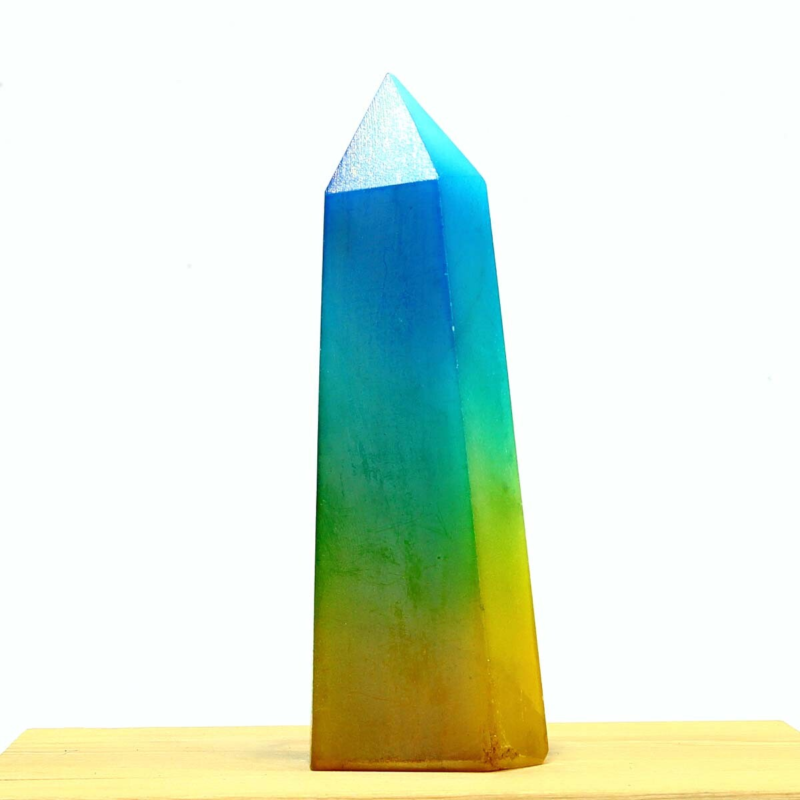 298g Electroplated Natural Crystal Quartz Tower Crystal Point rainbow Healing