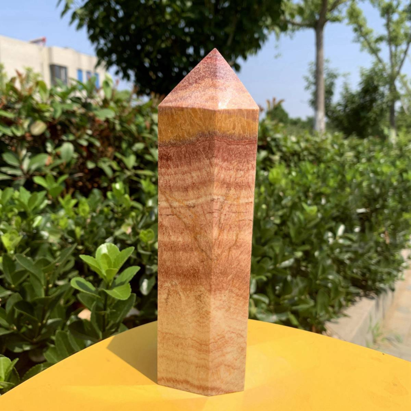 1084g Natural Pork Stone Quartz Obelisk Crystal Wand Point Tower Reiki Healing