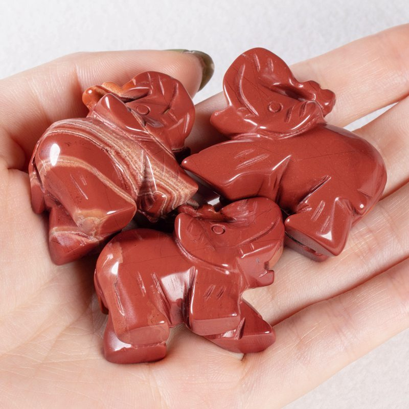 Natural Quartz Baby Elephant Stone Crystal Healing Carved Gemstone Animal Decor