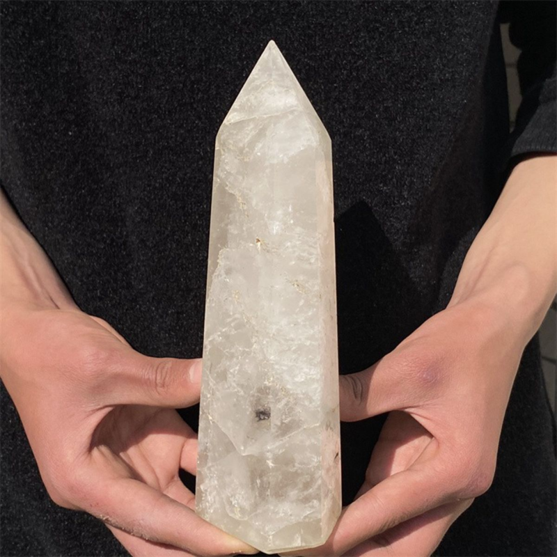 950gNatural  White Quartz Obelisk Crystal Wand Point Healing Mineral Stone