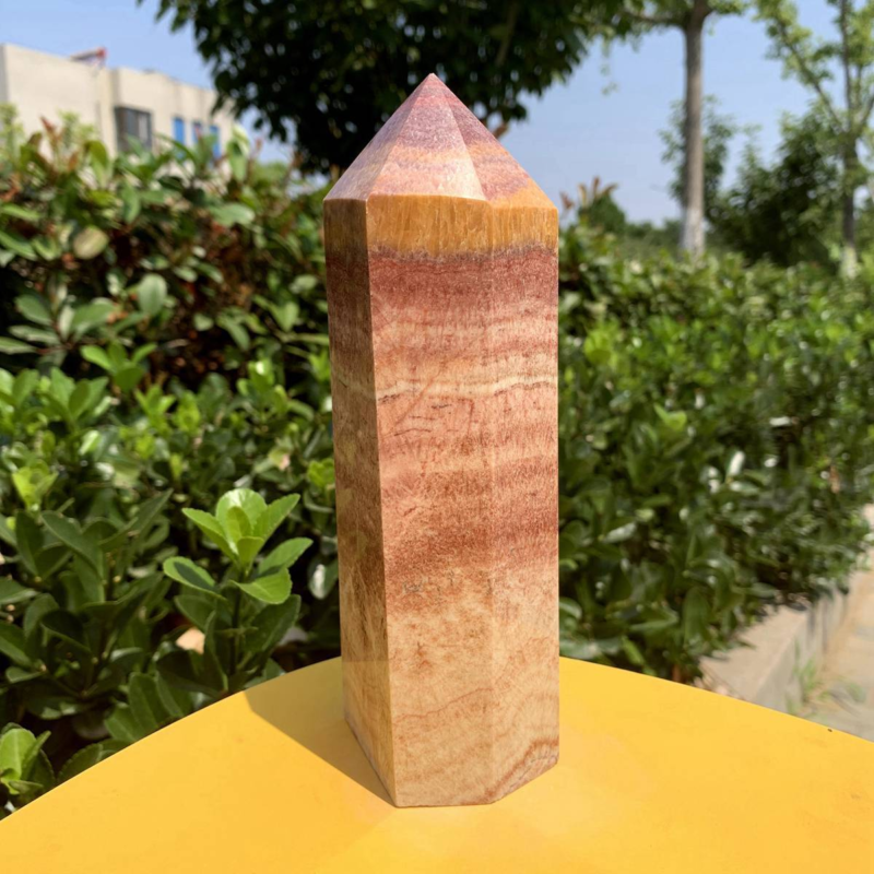 1084g Natural Pork Stone Quartz Obelisk Crystal Wand Point Tower Reiki Healing