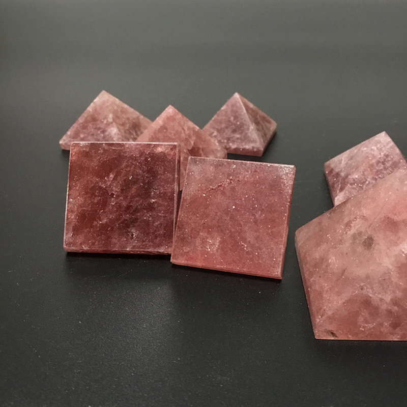 1Pc Natural Strawberry Quartz Energy Tower Crystal Chakra Healing Rock Pyramid