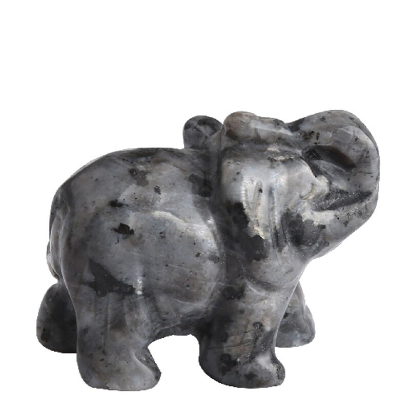 Natural Quartz Baby Elephant Stone Crystal Healing Carved Gemstone Animal Decor