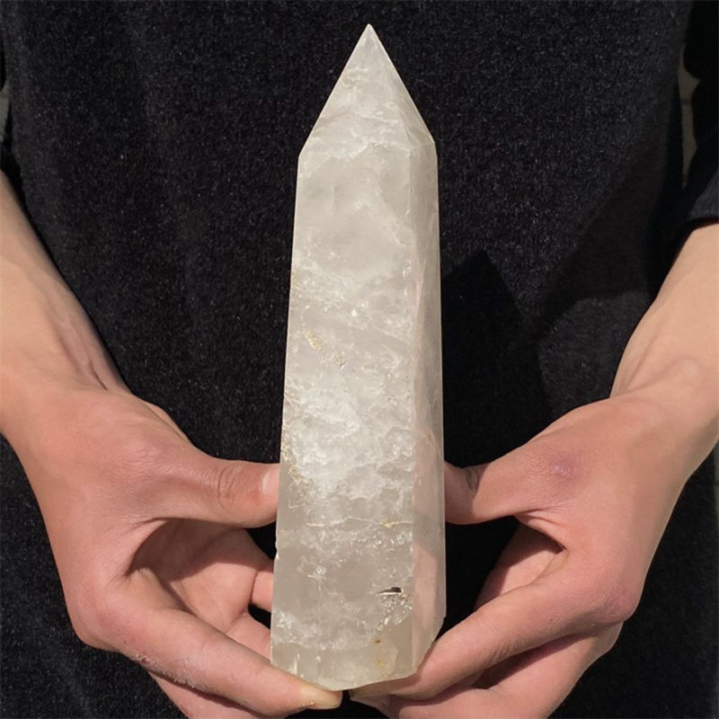 950gNatural  White Quartz Obelisk Crystal Wand Point Healing Mineral Stone
