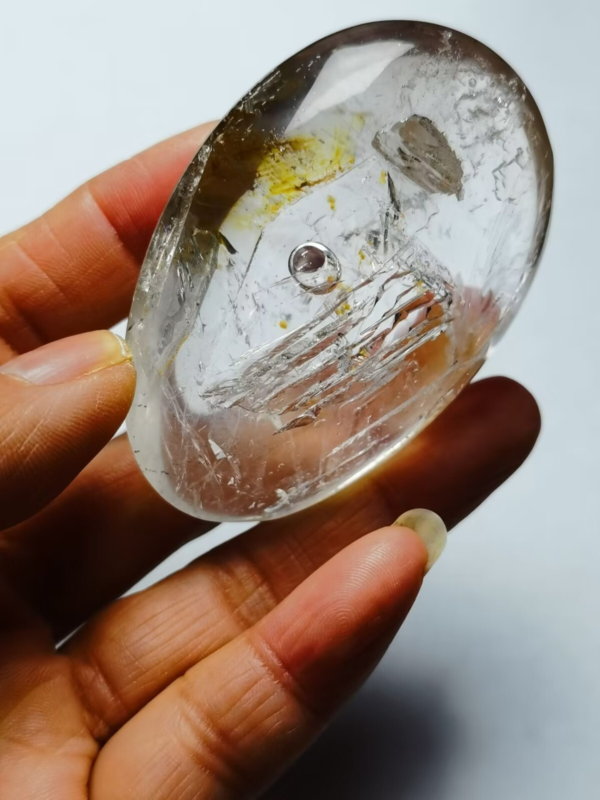 Collection Tibetan Crystal Oval 1 Visible Moving Bubble Enhydro &Sand 2.4 in