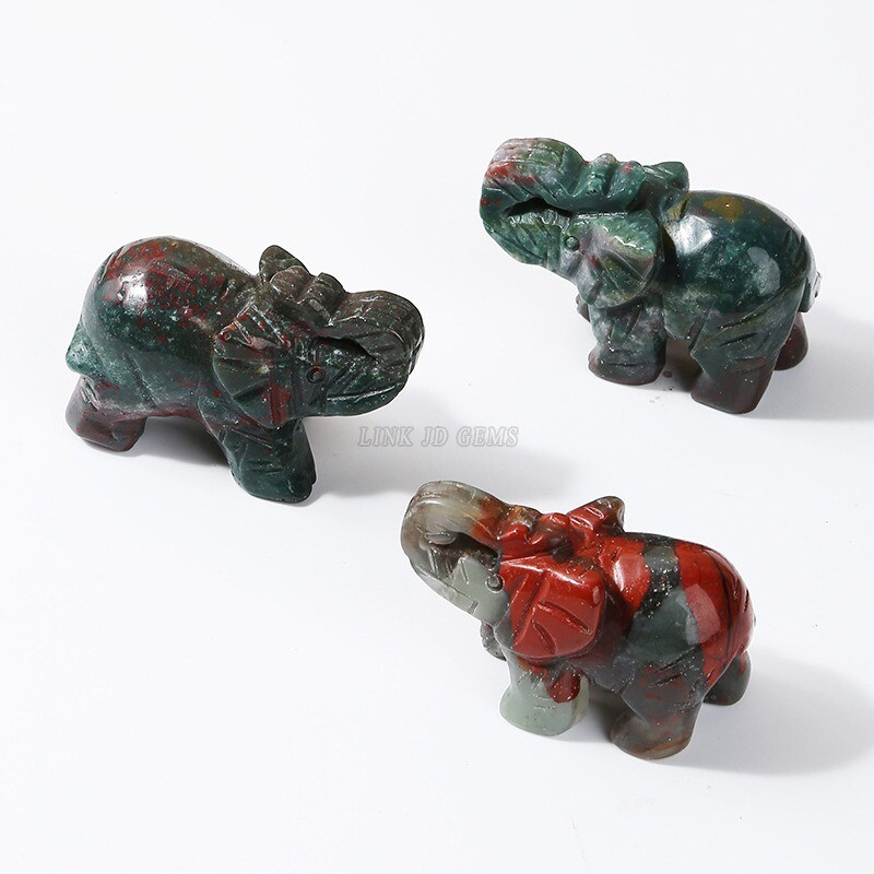 Natural Quartz Baby Elephant Stone Crystal Healing Carved Gemstone Animal Decor