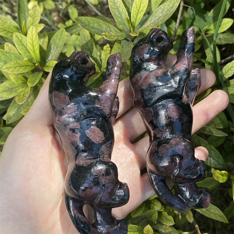 1pc Natural garnet leopard skull hand carved Quartz Crystal skull Reiki Healing