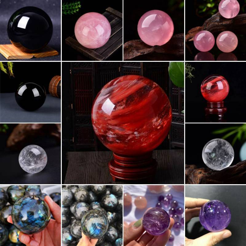 Natural Quartz Crystal Healing Gems Sphere Ball Energy Stone Reiki Decor + Stand