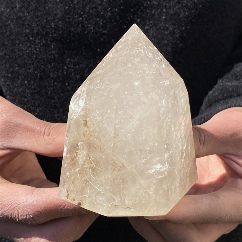 650gNatural  White Quartz Obelisk Crystal Wand Point Healing Mineral Stone
