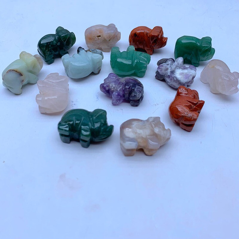 Natural Crystal Pig Animal Carved Cute Piglet Quartz Gemstone Piggy Healing Gift