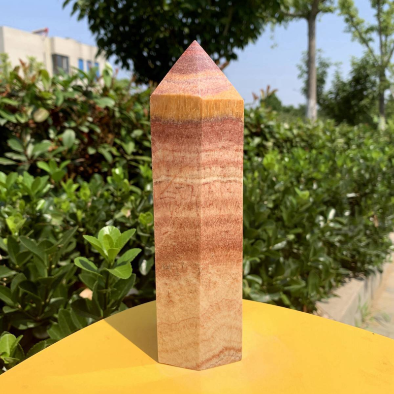 1084g Natural Pork Stone Quartz Obelisk Crystal Wand Point Tower Reiki Healing