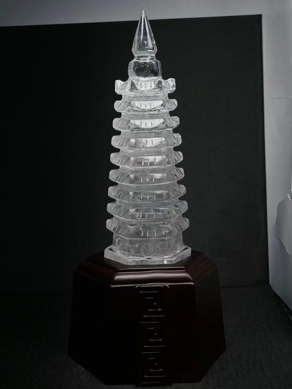 2.5LB Natural clear White pyramid Quartz point Crystal Reiki Healing+stand