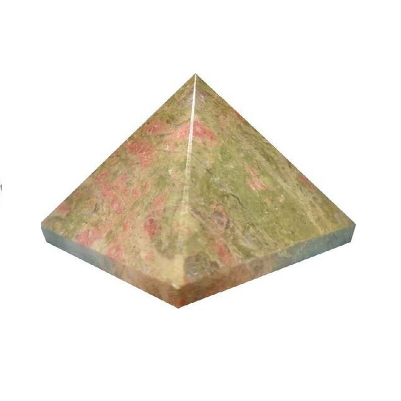 Natural Unakite Epidote Quartz Crystal Orgone Energy Pyramid Healing Stone Tower
