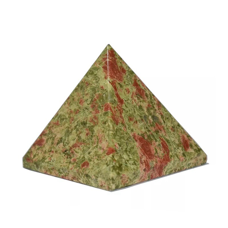 Natural Unakite Epidote Quartz Crystal Orgone Energy Pyramid Healing Stone Tower