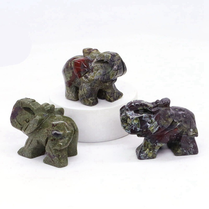 Natural Quartz Baby Elephant Stone Crystal Healing Carved Gemstone Animal Decor
