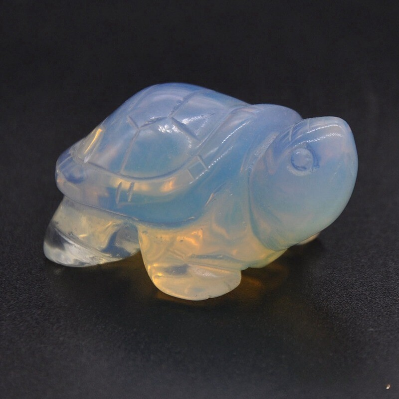 Natural Quartz Carved Longevity Tortoise Crystal Healing Gemstone Animal Turtle