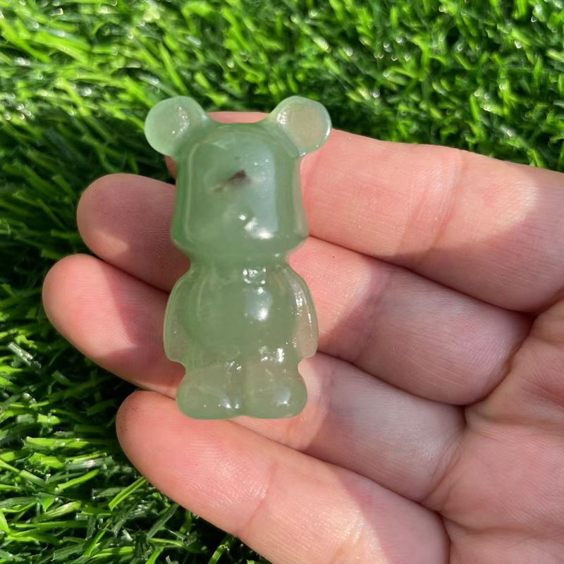 Natural Quartz Crystal Gloomy Little Bear Healing Gemstone Skull Carved Animal
