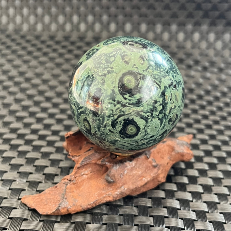 238G Natural Peacock's eye Crystal Polishing Stone ball Healing+Stand