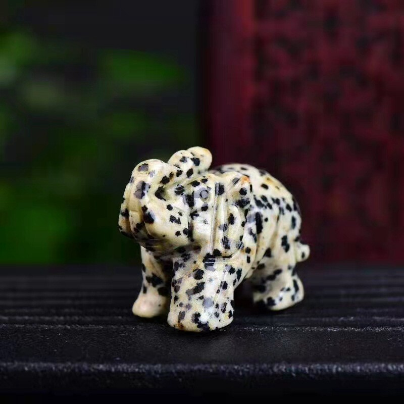 Natural Quartz Crystal Skull Carved Elephant Healing Gemstone Animal Sculpture