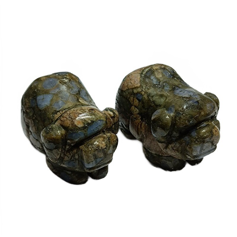 Natural Quartz Crystal Skull Carved Pig Healing Stone Wild Boar Piggy Animal Gem