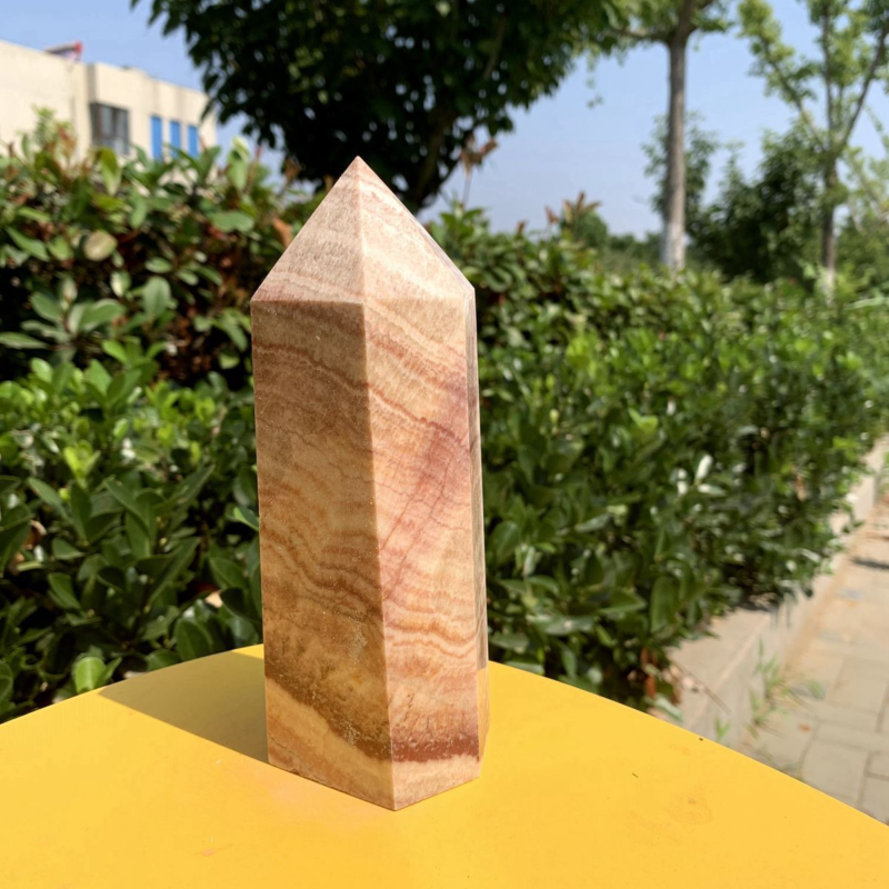 906g Natural Pork Stone Quartz Obelisk Crystal Wand Point Tower Reiki Healing