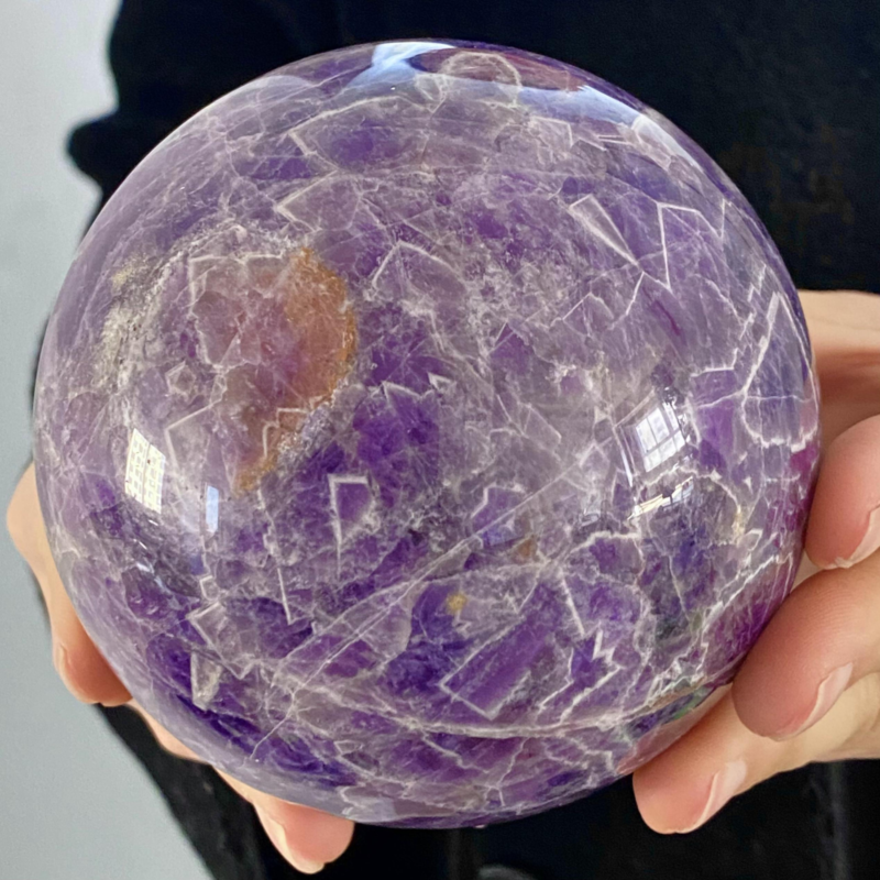 2.83LB Natural Dream Amethyst Quartz Crystal Sphere Ball Healing