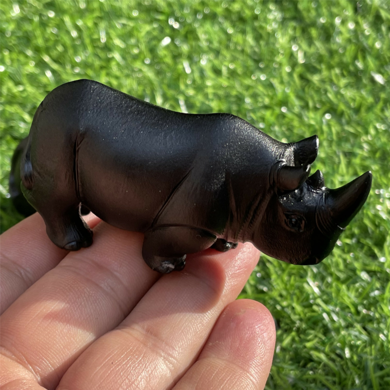 2.3“ Natural rhino Carved Quartz Crystal Obsidian Skull Healing care 1PC