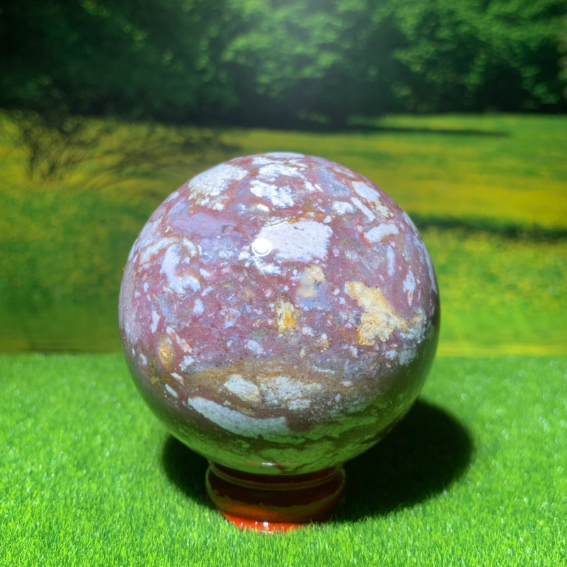 348G Natural Ocean Jasper Quartz Ball Crystal Sphere Mineral Specimen Healing