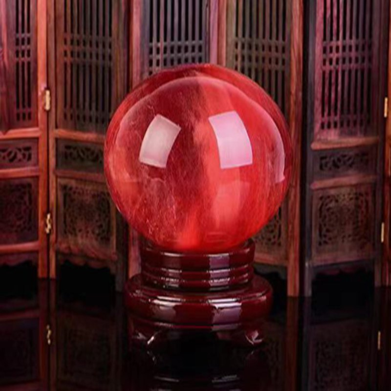 HOT Natural Healing Stone Rare Red Melting Crystal Ball Gemstone Sphere W/ Stand