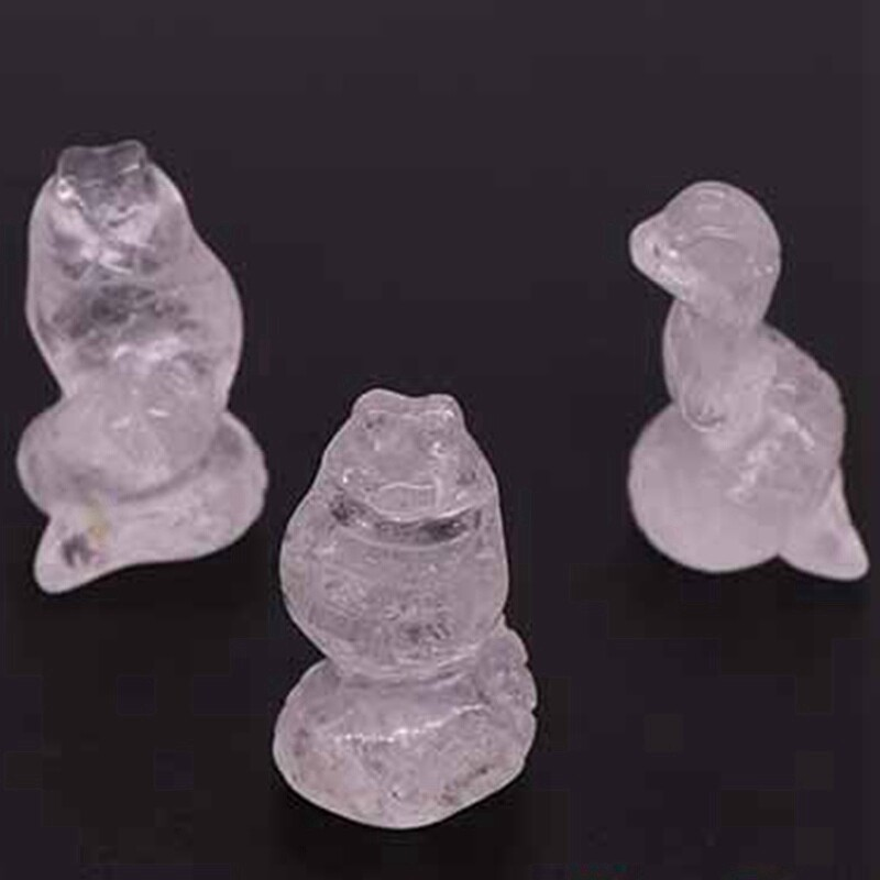 Natural Quartz Crystal Skull Carved Snake Healing Stone Viper Cobra Animal Decor