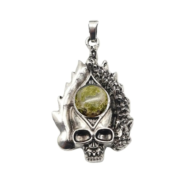 3P Fashion Gothic Skull Keychain Silver Skeleton Stone Pendant Keyring Jewelry