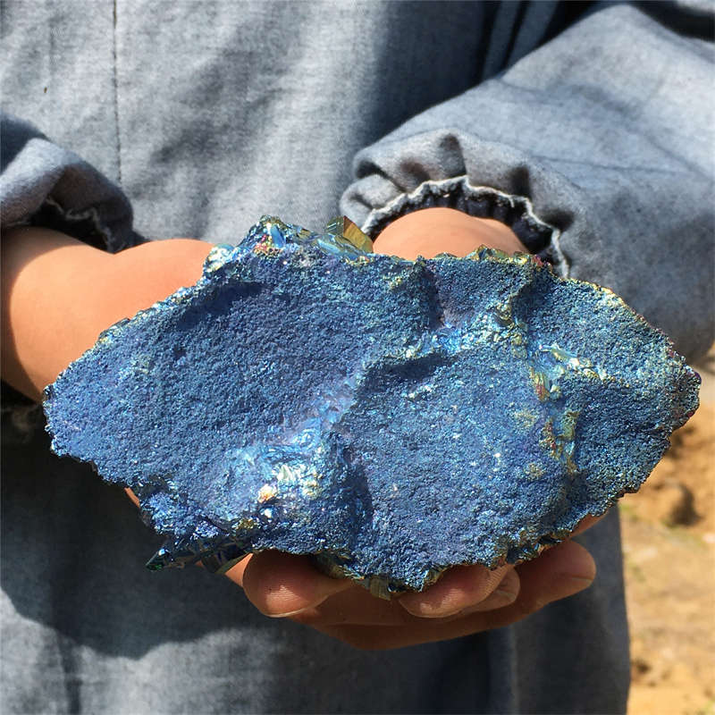 240g Electroplate Rainbow cluster quartz crystal mineral specimen reiki healing