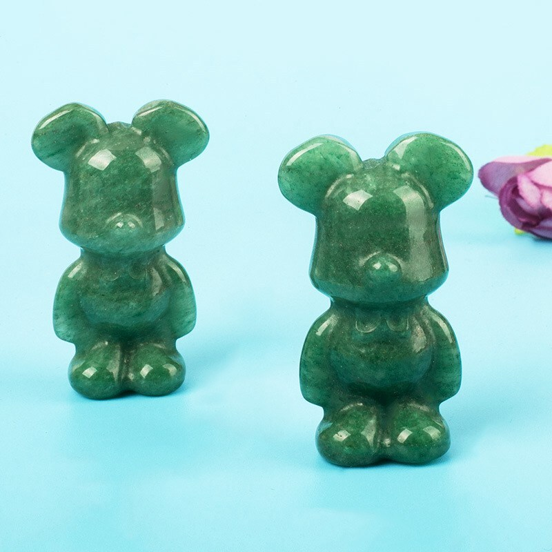 Natural Quartz Crystal Gloomy Little Bear Healing Gemstone Skull Carved Animal