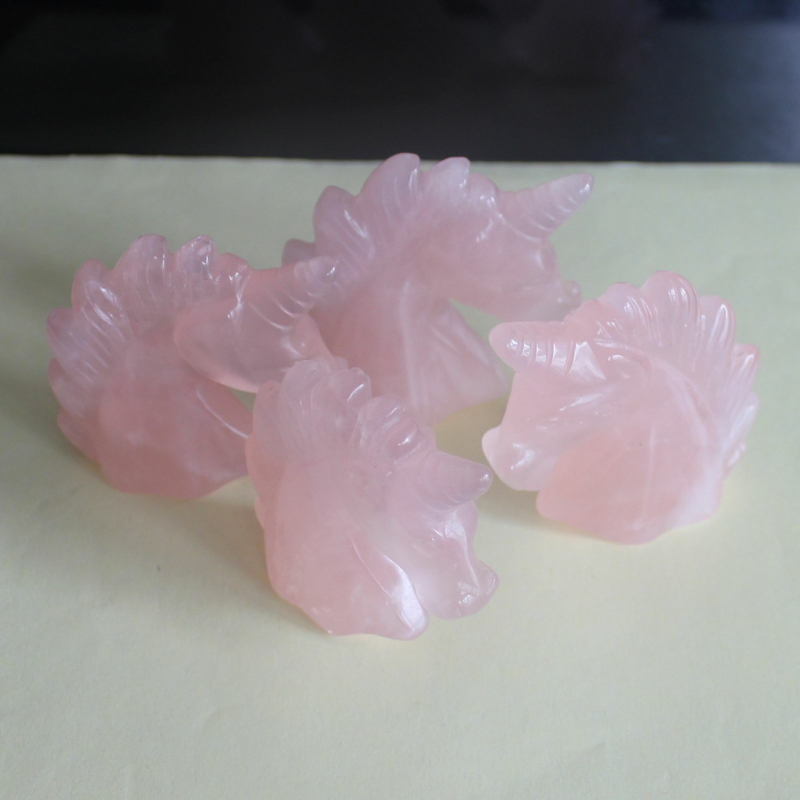 HLbshi Hand Carved Mixed Gemstone quartz crystal Unicorn animal Figurine Carving