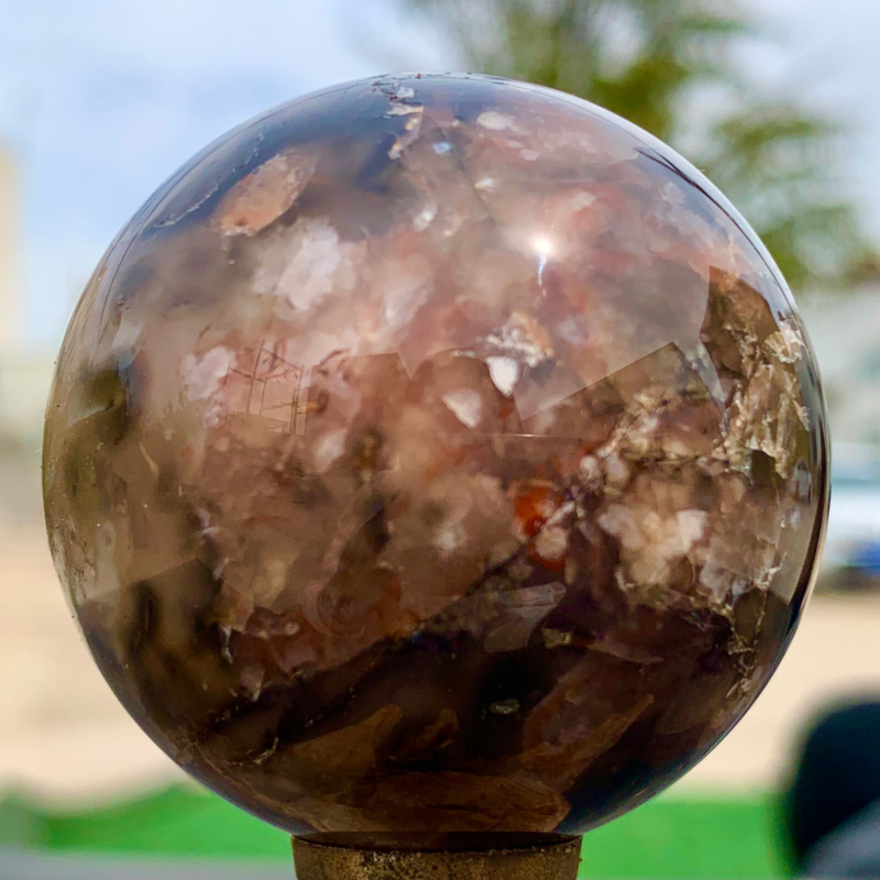 146G Natural Sakura Agate Quartz Sphere healing ball Specimen