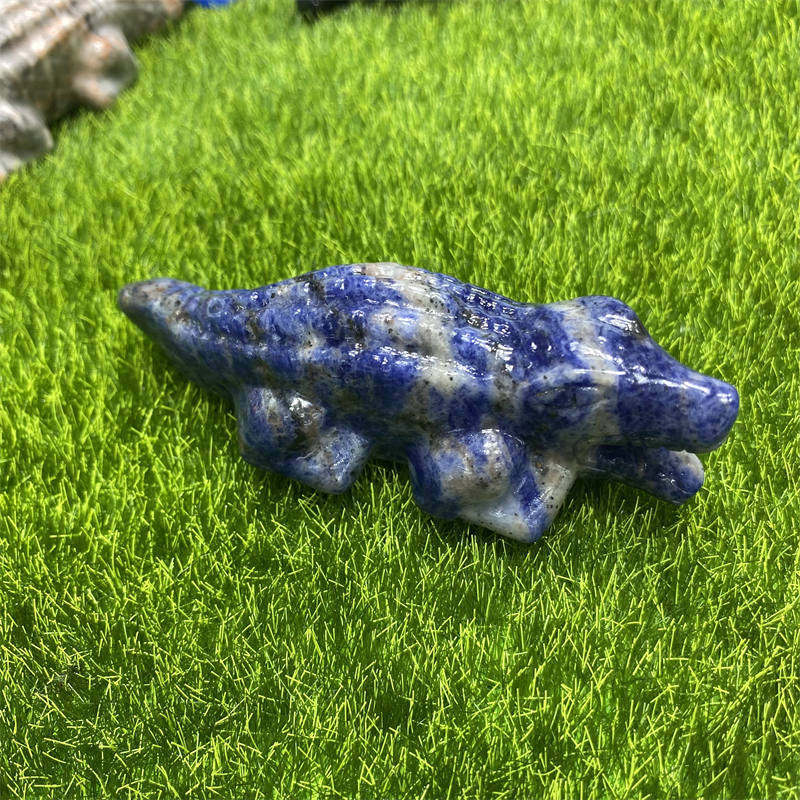 1pc Natural sodalite salamander Quartz hand carved Quartz Crystal stone skull Re