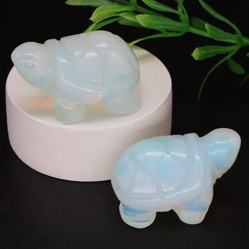 Natural Quartz Carved Longevity Tortoise Crystal Healing Gemstone Animal Turtle