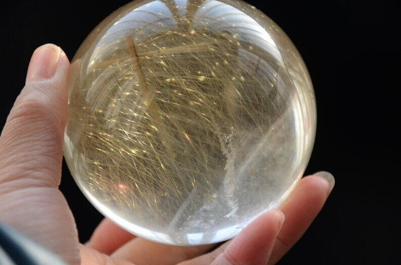 Museum Collection Tibetan High Altitude Gold Rutilated Ball Sphere Orb Gem 3.18'