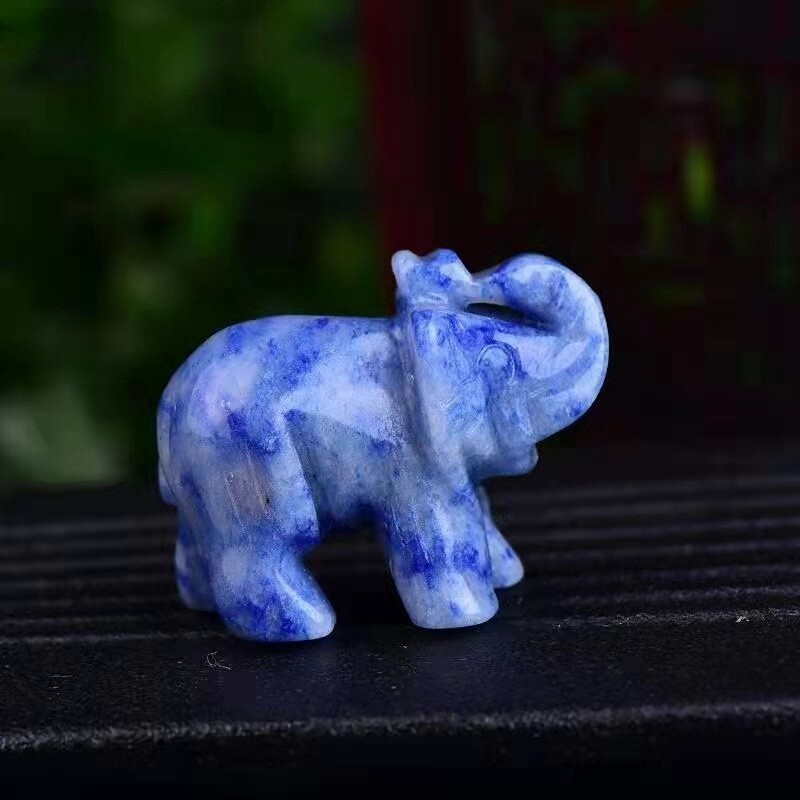 Natural Quartz Crystal Skull Carved Elephant Healing Gemstone Animal Sculpture