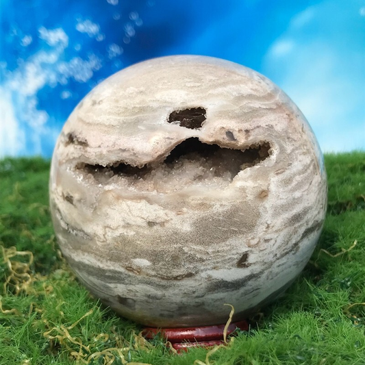 300GNatural Marine Jasper Quartz Ball Crystal Ball Mineral Sample Restoration