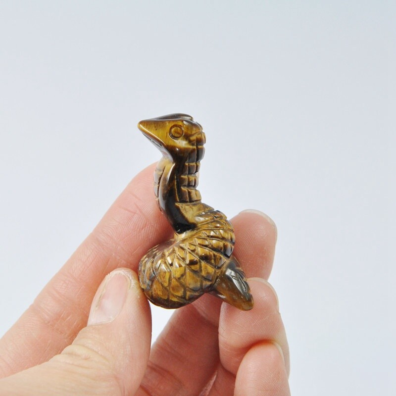 Natural Quartz Crystal Carved Snake Viper Healing Stone Cobra Animal Decor Reiki