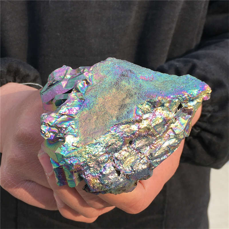 290g Electroplate Rainbow cluster quartz crystal mineral specimen reiki healing