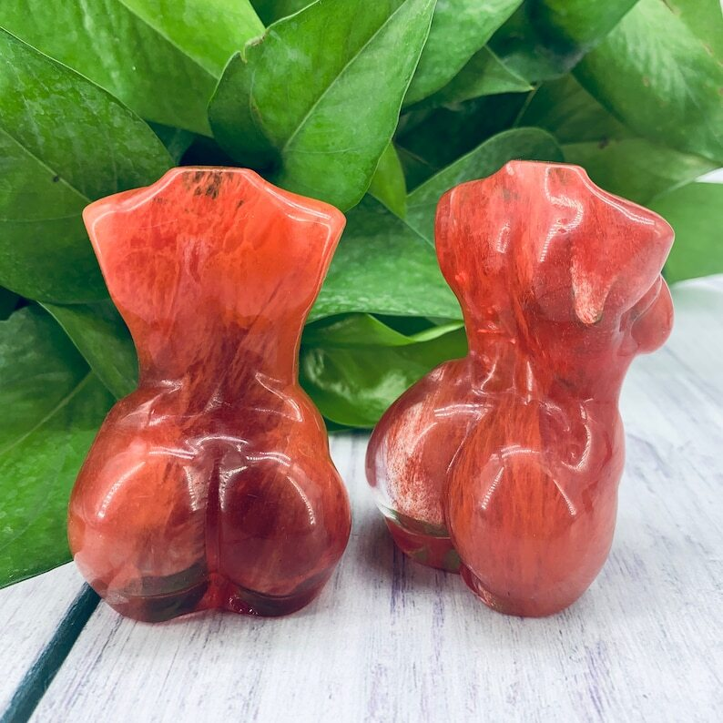 1pc Red Melting Stone Plumpy Goddess Crystal Carving Decoration Collection Heal