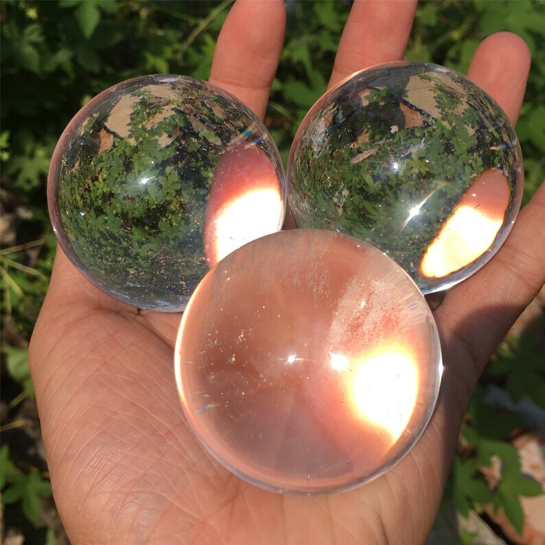 3pc MIX Melting Stone Ball Quartz Crystal Divination Mineral Specimen Reiki Heal