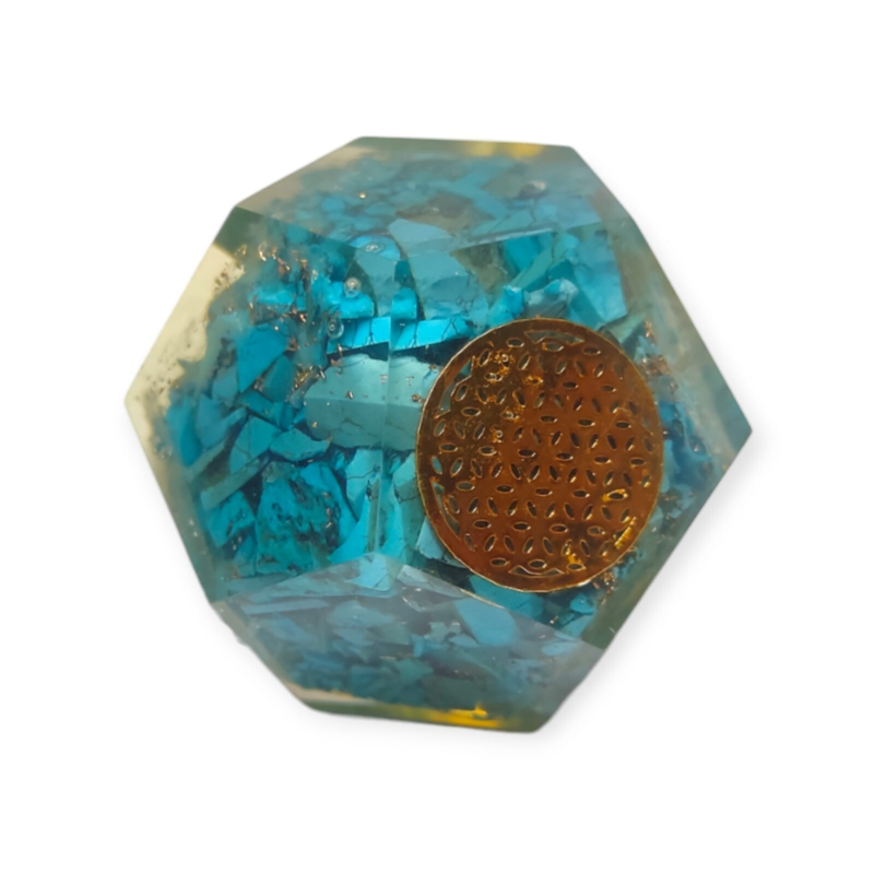 Blue Howlite Orgonite Dodecahedron Crystal Flower Of Life Healing 40-45MM