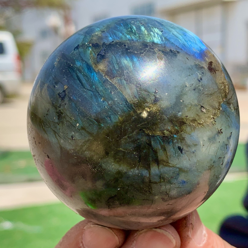 366G Natural Gorgeous Labradorite QuartzCrystal Stone Specimen ball Healing