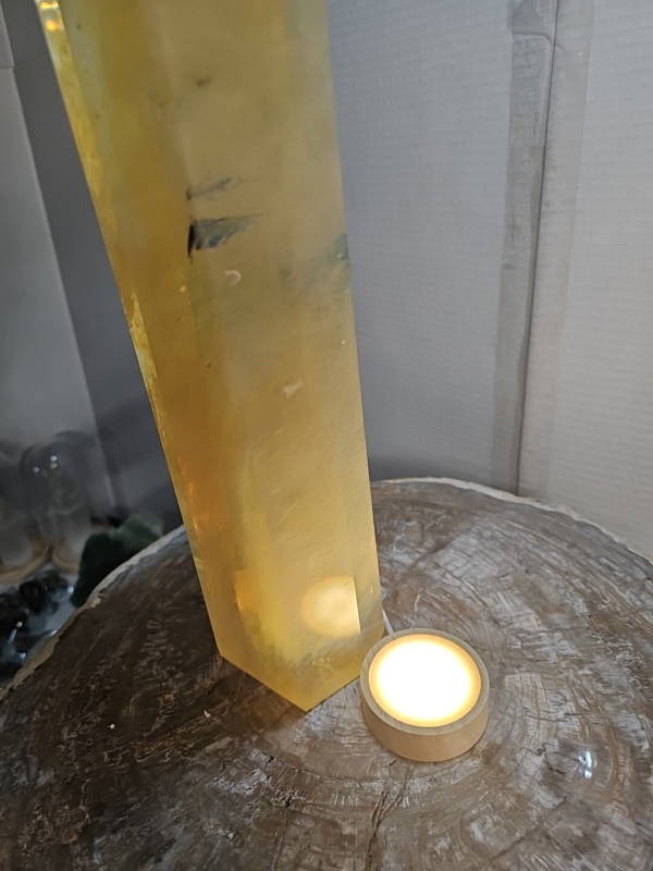 9.05 Lb 18.1" Yellow Smelt Melting Quartz Crystal Point Tower Polished W/Led