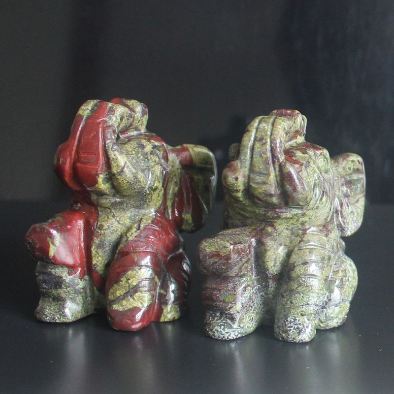 Carved gemstone crystal sitting elephant figurine animal carving home decor 2''